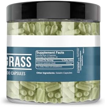 Earthborn Elements Wheat Grass 200 Capsules, Pure & Undiluted, No Additives