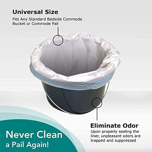 Commode Liners - Pack of 100 Disposable Commode Liners - Fits All Standard Bedside Commodes - Eliminates Odors - Never Clean A Pail Again