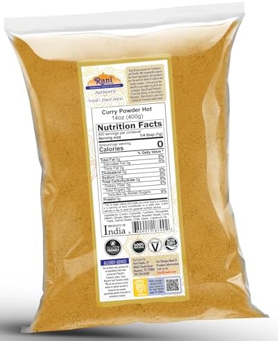 Rani Curry Powder Hot (11-Spice Authentic Indian Blend) 14oz (400g) ~ All Natural | Salt-Free | Vegan | No Colors | Gluten Friendly | NON-GMO | Kosher | Indian Origin