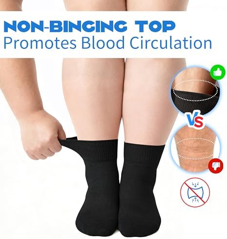 Forcool Non Binding Loose Top Seamless Ankle Low Cut Cotton Diabetic Socks for Men and Women, M/L/XL, 3/6 Pairs