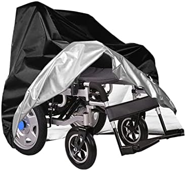 Electric Wheel Chair Cover Waterproof Mobility Scooter Storage Cover for Travel Power Wheelchair Dust Protective Cover with Adjustable Drawstring (45"L x 29.5"W x 51"H, Black)