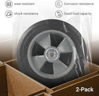 AR-PRO (2-Pack) 8" x 2" Flat Free Solid Rubber Tire and Wheel, 3/4" Axles Bore Hole with 2" Offset Hub, Compatible with 8 Inche Wheel for Dolly Trolley Hand Trucks Garden Wagon Cart