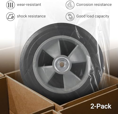 AR-PRO (2-Pack) 8" x 2" Flat Free Solid Rubber Tire and Wheel, 3/4" Axles Bore Hole with 2" Offset Hub, Compatible with 8 Inche Wheel for Dolly Trolley Hand Trucks Garden Wagon Cart
