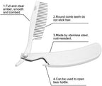 Folding Beard Comb, Portable Stainless Steel Mustache Tool for Home Salon Use,Travel Grooming Kit Accessory