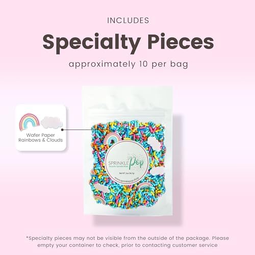 Sprinkle Pop You're My Rainbow Sprinkle Mix| Rainbow Sprinkles Heavy on Blue Jimmies with ~10 Rainbow and Clouds Wafer Papers| Birthday Sprinkles Made in USA for Decorating Cake Cupcakes Cookie, 2oz
