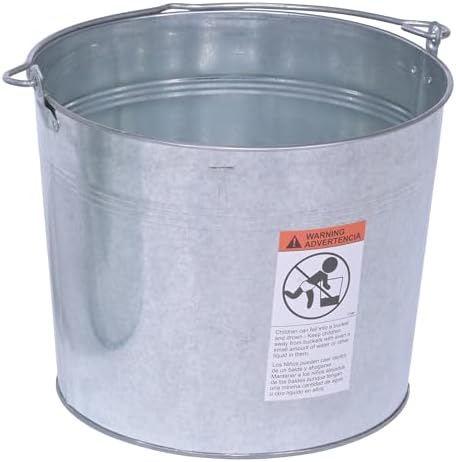 Vestil BKT-GAL-500 Galvanized Steel Bucket, 10-3/4" Depth, 5 gallon, 44 pound Capacity