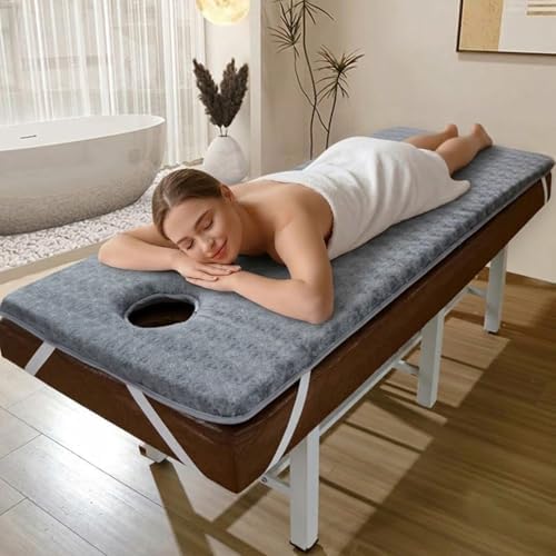 Massage Table Topper Memory Foam Spa Bed Mattress Pad with Face Hole Professional Lash Bed Topper for Eyelash Extension Table Cushion Non-Slip Salon Bed Pad(Gray,73x28x 2.4 in)