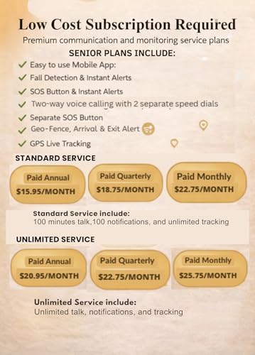 FONIE GPS Medical Alert System for Seniors - 4G Mini Phone with Real-Time Tracking - Fall Detection, Panic SOS Button, Two-Way Voice Talk – Wearable and Waterproof - Subscription Required