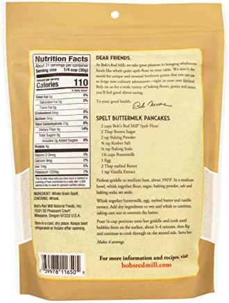 Bob's Red Mill Spelt Flour, 22oz (Pack of 1) - Whole Grain, Vegan, Kosher