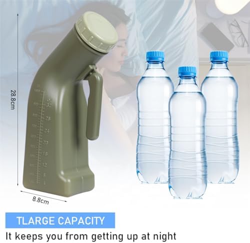 Urinals for Men Male Urinal Bottle Spill Proof with Screw Cap Lid Plastic Pee Bottles Portable Travel Pee Container for Car Elderly 1000ML