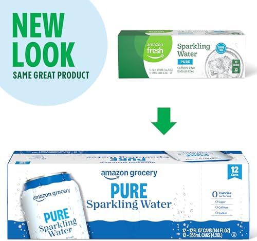 Amazon Grocery, Sparkling Water, Pure, 12 Fl Oz, 12 Cans
