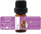 Essences Bulgaria Organic Thyme Essential Oil 1/6 Fl Oz | 5ml | Thymus vulgaris | 100% Pure and Natural | Undiluted | Therapeutic Grade | Family Owned Farm | Steam-Distilled | Non-GMO | Vegan
