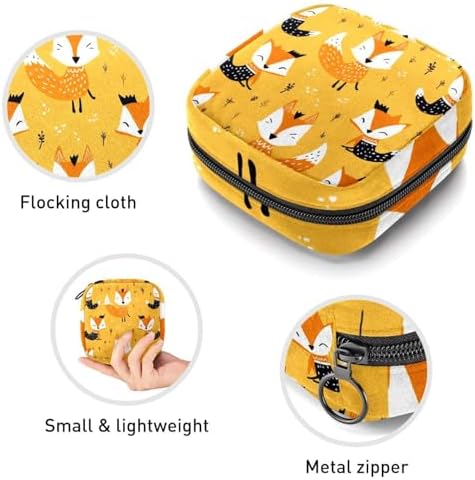 Sanitary Napkin Storage Bag,Period Bag,Fox Tree Leaves,Sanitary Bags for Feminine Products