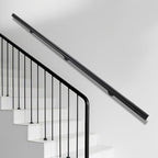 Wooden Stair Handrail, 7FT Decorative Railing for Stairs, 330lbs Load Wall Mount Non-Slip Handrail with Brackets for Indoor/Outdoor Use (Black)