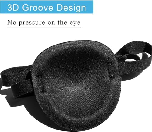 Eye Patch, 2PCS 3D Adjustable Eyepatch, Medical Eye Patches for Right or Left Eye, Amblyopia Lazy Eye Patches for Adults and Kids, Black Gray