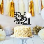 Happy 21st Birthday Cake Topper, 21st Birthday Cake Decor, Bye Bye/Rip Fake ID, Funny 21 Years Bday Party Decorations Supplies Black Glitter