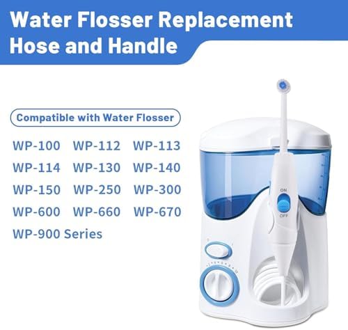 Replacement Hose and Handle Parts Compatible with Waterpik Water Flosser WP-100 WP-300 WP-660 WP-900 Series Oral Irrigator, Plastic Handle, Oral Hygiene Accessories (Slide Switch)