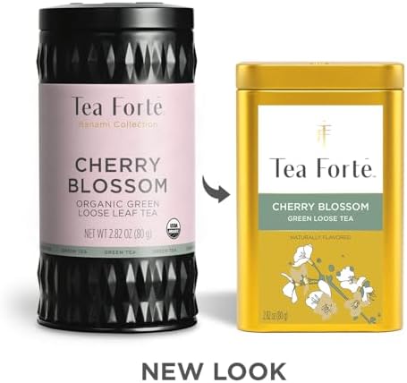Tea Forte Cherry Blossom Premium Loose Leaf Caffeinated Green Tea Blend Canister, Makes 35-50 Cups