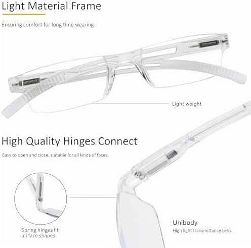 8 Pack Reading Glasses, Blue Light Blocking Computer Reading Glasses for Women and Men, Lightweight Readers (4 Black+4 Clear,+2.50Magnification)