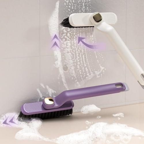 2PCS Purple Hard Bristle Crevice Brush - 360° Rotating Head with Ergonomic Grip | Multi-Surface Cleaner for Bathroom, Kitchen, Window Tracks (Multi-Surface Household Use)