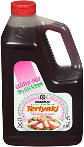Kikkoman Less Sodium Gluten-Free Gourmet Teriyaki Marinade and Sauce, (0.5 Gallon)