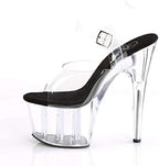 Pleaser Women's ADORE-708 Sandal, clr-blk/clr, 12 M US