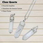 Amazing Gemstone Clear Quartz Crystal Pencil Point Pendant Necklace with Adjustable Cord - Natural Healing Crystals and Stones for Men, Women