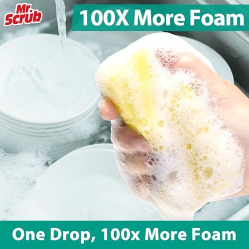 Mr. Scrub Sponges Kitchen Scrub Dish Sponge Scouring Pad, 12 Pack Cleaning Brush Scrubber Supplies for Soap, Dishwashing Dinnerware Sets Pan Pot Towels Cloth Rags Holder Glass Dishwasher Sink Bathroom