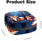 Period Bag,Sanitary Napkin Storage Bag,Foxes Trees and Leaves,Tampon Bag for Purse