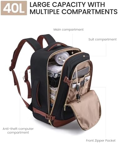 LOVEVOOK 40L Travel Backpack for Women Men with Garment Bag, Airline Approved Carry on Luggage Travel Essentials with 3 Packing Cubes, TSA Overnight Bags Weekender Essentials Backpacks fits 17" Laptop