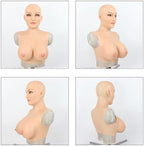 Realistic Silicone Female Head Mask Hand-Made with Crossdresser Mask Breast Forms for Cosplay Drag Queen Halloween