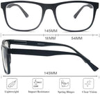 Large Reading Glasses Mens Oversized Wide Readers +1.50 Lightweight Square Magnifying Cheaters Glasses for Men W/Big Head 4 Pack