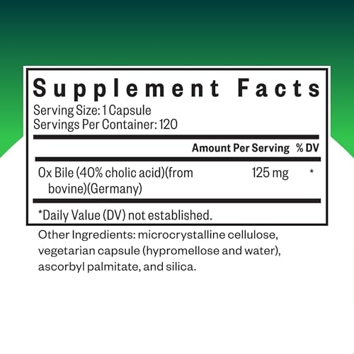 Seeking Health Ox Bile 125 - Digestive Enzyme & Gallbladder Support Supplement - Vegetarian Capsule with Digestive Enzymes - 120 Capsules