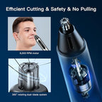 Ear and Nose Hair Trimmer for Men, USB Rechargeable Nose Clipper Professional Painless Nasal Shaver Razor 3 in 1 Electric Eyebrow Facial Hair Trimmer Kit Waterproof Dual-Edge Blades Easy Cleansing