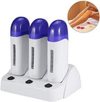 Portable Wax Epilator Set with Triple Roller Warmer for Body Hair Removal