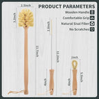 DEBETOOL Natural Bottle Brush Set 3-in-1-13.7 Inch Long Handle Wooden Bottle Brush for Cleaning, Water Bottle Cleaner Brush for Cups & Wide Mouth Jars