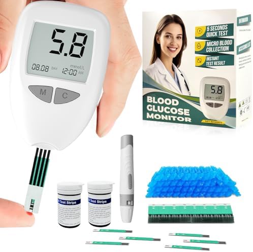 Glucose Monitor Kit, Blood Sugar Monitor,50 Test Strips &50 Lancets for Diabetes Testing,High Accuracy Blood Glucose Monitor Kit,1 Lancing Devices, DS-W Diabetes Testing Kit,Travel Size.
