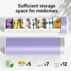 Betife Travel Pill Organizer Weekly 7 Day, Compact Daily Pill Box, Portable Medicine Case, Cute Pill Holder for Vitamins Supplements, Drawer-Shaped Pills Organizer (Purple)