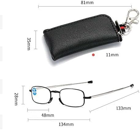Folding Reading Glasses for Women Men, Blue Light Blocking Anti UV Computer Reader Glasses Spring Hinge with Case(+250,black)