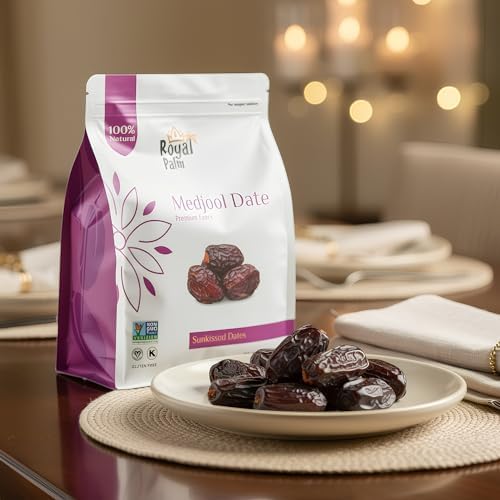 Medjool Premium Dates 16oz (1 lb) - Large Soft Dates - Natural Sweetener Snack - Non-GMO, No Added Sugar, Vegan, Kosher, Resealable Bag - Natural Energy Boost