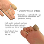 SOHLER 6 Packs Closed Toe Caps Finger Covers Sleeve Protectors, Elastic Fabric Lined with Soft Gel (Large 1"x 2-1/2")