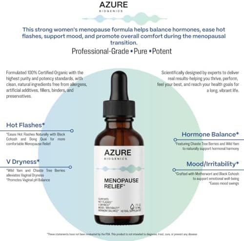 Menopause Relief Liquid Herbal Supplement* – Natural Hot Flash, Night Sweats and Hormone Balance* with Wild Yam, Black Cohosh, Milk Thistle - Estrogen Free - Non-GMO