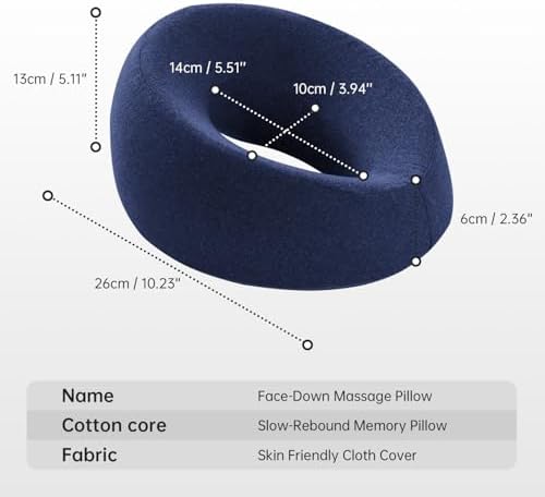 Face Down Pillows for Massage Table, Massage Headrest for Bed, Face Pillow for Stomach Sleeping, BBL Pillow After Surgery Post Eye Surgery & Vitrectomy Recovery, Removable Cover Navy Blue