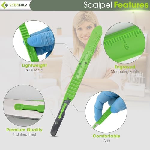 Dermaplaning Blades with Plastic Handle No.14 – Stainless Steel Exfoliating Butter Blades for Smooth Skin – Single-Use, Sterile & Professional-Grade for Facial Hair Removal & Skincare
