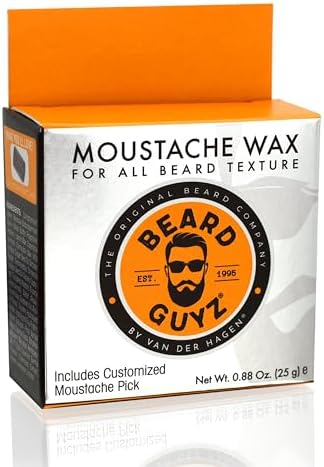 Beard Guyz Moustache Wax – Strong Hold Styling for Mustache & Facial Hair – Natural Beeswax & Carnauba Wax Grooming Balm for Sculpting, Shaping & Conditioning – 1 oz