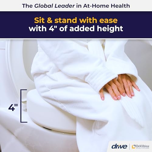 AquaSense 4-Inch Portable Toilet Seat Riser - Elevated Toilet Seat for Seniors - Easy Installation - Sturdy Non-Skid Design - Fits Round Toilets - Post-Surgery & Mobility Aid