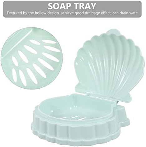 2Pcs Sea Shell Shape Soap Trays Plastic Soap Dishes for Bar Ideal Containers for Bathroom and Kitchen Decorative and Functional Holders