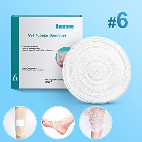 Tubular Bandage Elastic Net Wound Dressing Elastic Dressing Retainer Tubular Stretch Elastic Gauze Bandage Size 6 for Knee, Calf and Ankle, 32.8FT Long