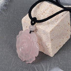 Justinstones Natural Gemstone Carved Rose Flower 35mm Pendant Necklace Crystal Healing Reiki Chakra Jewelry Necklace 22 inch