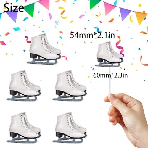 Ice Skating Cupcake Toppers 18-Piece Icelandic Themed Happy Birthday Decorations, This is a great ice skating themed birthday party, baby shower or retro ice skating party decoration. SugarGera